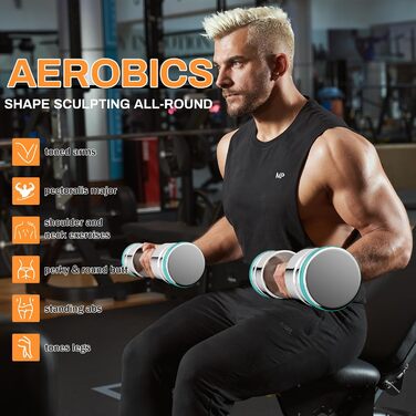 Регульовані гантелі 15 кг, 10 кг, 5 кг - Набір гантелей 2 шт. Ultrakompakt сталеві гантелі з пінопластовою ручкою - Фітнес гантелі для дому 2 x 5KG (Блакитний) (2 x 10KG (Блакитний))