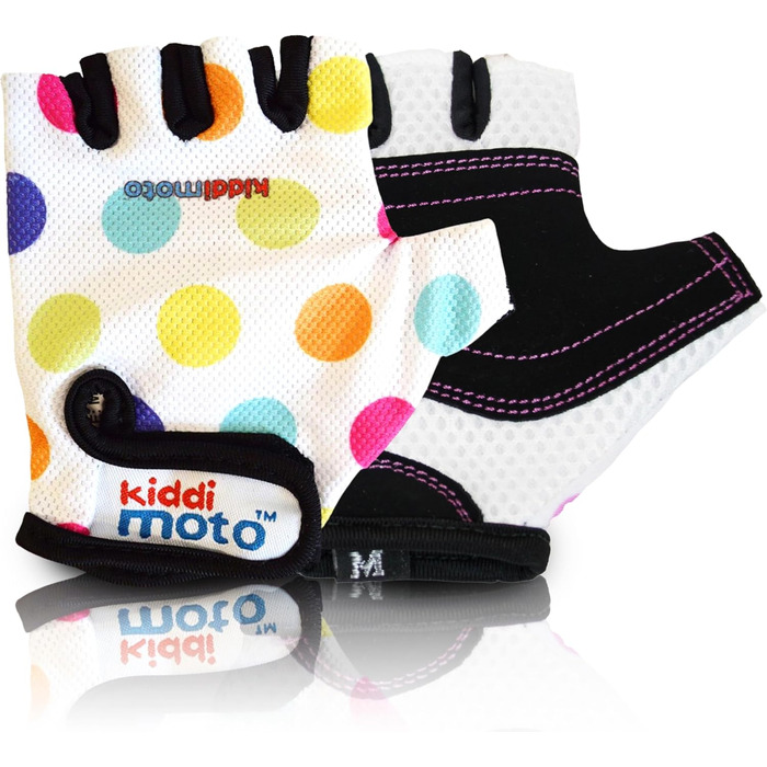 Дитячі велосипедні рукавички без пальців KIDDIMOTO для хлопчиків та дівчаток, розмір M (4-8 років), пастельні крапки
