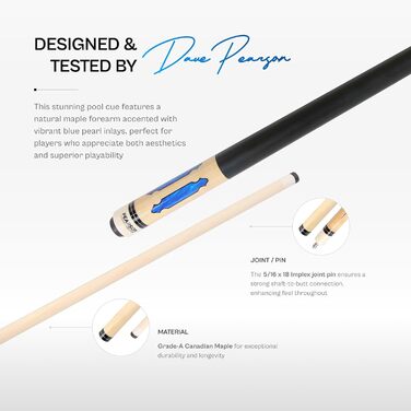 Більярдний кий Pearson Cues League Series 2-х частинний, синій, 20 oz з обмоткою Cool PZ