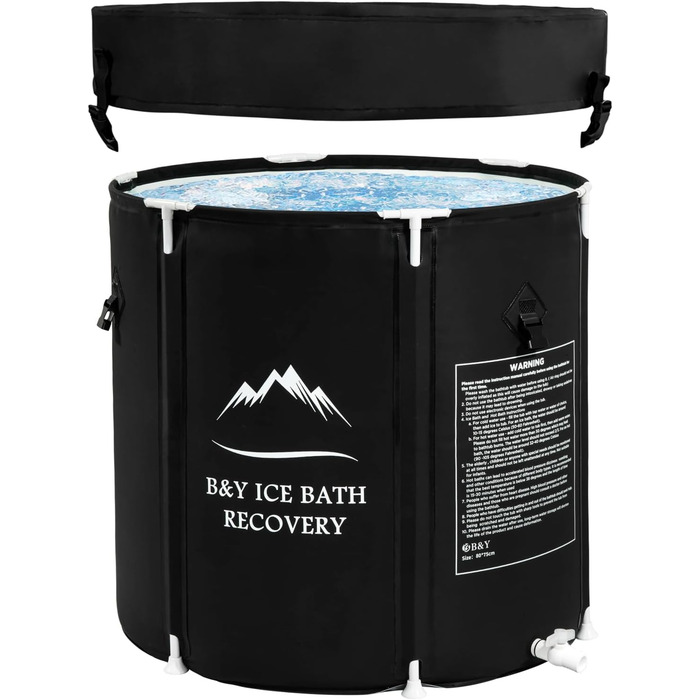 Ексклюзивна ванна для крижаних процедур B&Y з кришкою (75x75 см) – для спортсменів та відпочинку на природі