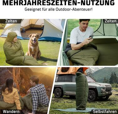Тактичний спальний мішок 4 сезони 1TG Ranger Green, для дорослих, компактний та теплий, для кемпінгу, трекінгу, подорожей (до 185 см)