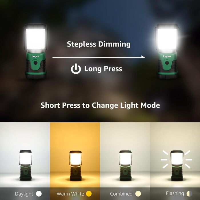 LED кемпінговий ліхтар Lepro, 350 люмен, 4 режими, 2 шт.