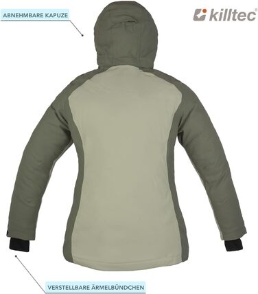 Жіночий гірськолижний костюм Killtec - комплект куртки та штанів, водонепроникний та дихаючий, 10000 мм водяного стовпа, без PFC, куртка зі снігозахисним манжетом, штани з кантозахистом (36, 2 частини, салатовий)