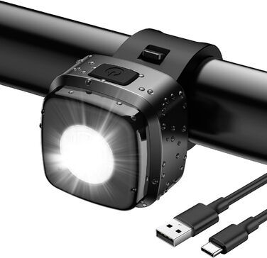 Фарига LED-фара для велосипеда Akdomart, USB-зарядка, 600mAh, StVzo, водонепроникність IPX5, чорний, для дитячого велосипеда