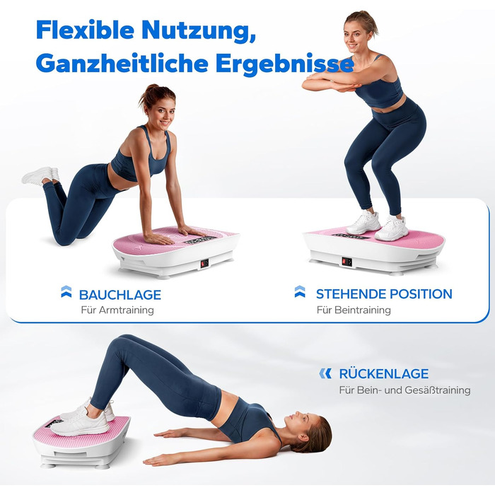 Вібраційна платформа MERACH для формування тіла та розслаблення. Тиха, компактна, з LED-дисплеєм, пульт дистанційного керування та комфортним силіконовим килимком. Рожева