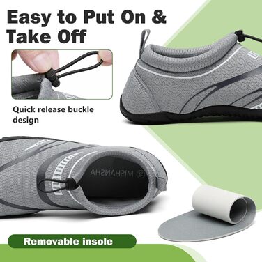Mishansha Легкі дихаючі шкарпеткові капці для чоловіків та жінок з товстою підошвою, антиковзаючі, розмір 36-46, сірий колір