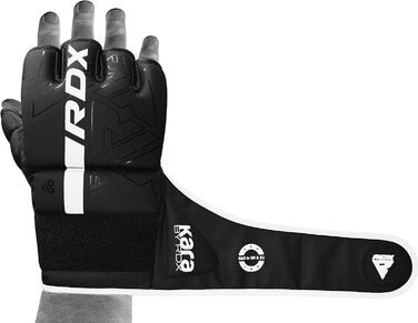 Боксерські рукавички RDX Profi MMA: шкіряні, для тренувань, ударів, боксу, муай-тай, кікбоксингу, паррінгу та греплінгу (чорний, L)