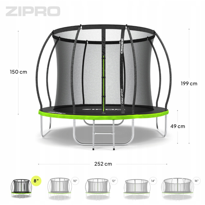 Дитячий садовий батут ZIPRO 8ft (252 см) із сіткою