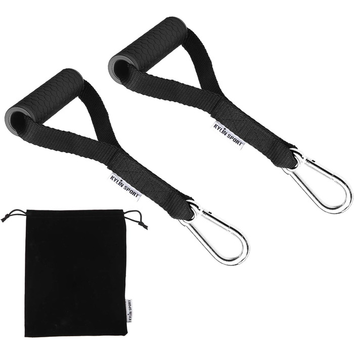 Набір аксесуарів для тренажерів KYLIN SPORT: гумки, ручки, карабіни, фітнес-петлі, ручки для турніків (чорний силікон)