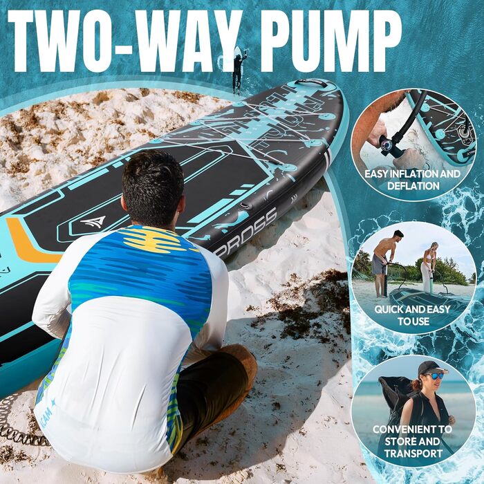 Надувне SUP-борд (305 x 91 см) з аксесуарами та рюкзаком (блакитний/з сидінням)