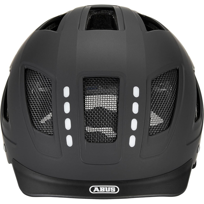 Велосипедний шолом ABUS Hyban 2.0 LED з підсвіткою, чорний, розмір M (52-58 см), переднє і заднє світло, міцна жорстка оболонка, для чоловіків та жінок
