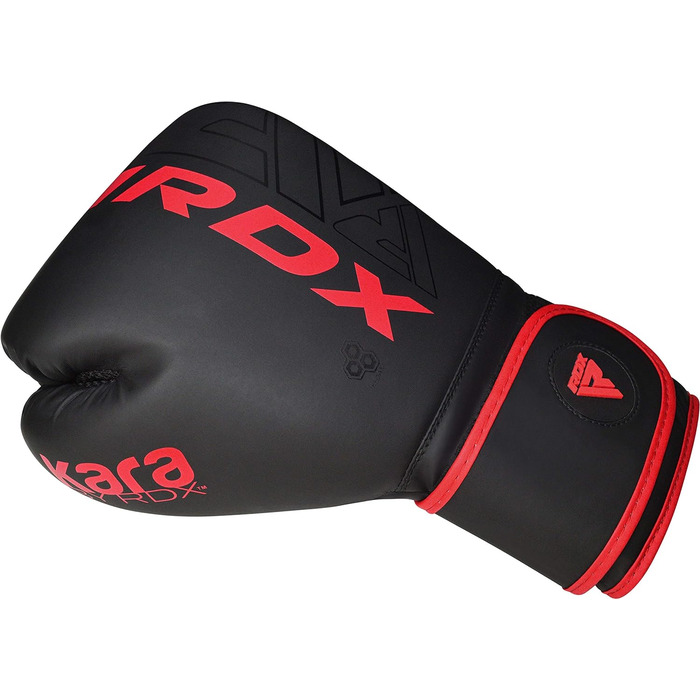 Дитячі боксерські рукавички RDX KARA 6oz для муай-тай, кікбоксингу, ММА, спарингів, тренувань, шкіра Maya Hide, чорні/червоні