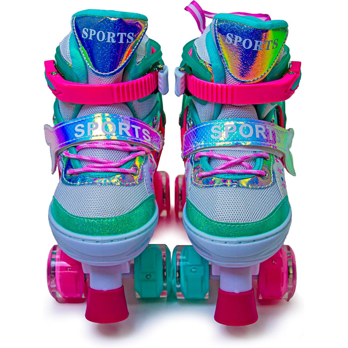 Дитячі ролики-хвіст русалки Scale Sports для дівчаток, регульовані, з підсвічуванням, розмір L (2.5-5 UK), м'ятно-рожеві