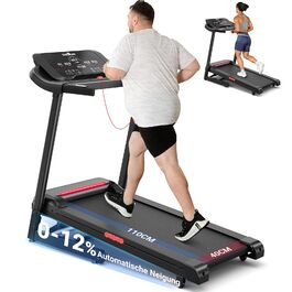 Біговий тренажер THERUN для дому та офісу, 14 км/год, 3.0 PS, нахил, датчики пульсу, складний, 136 кг, LED-підсвітка