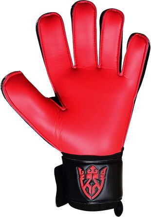 Воротарські рукавички Keeperking для дітей, підлітків та дорослих: без пальців, 4 мм, латекс, унісекс (4, чорно-червоний)