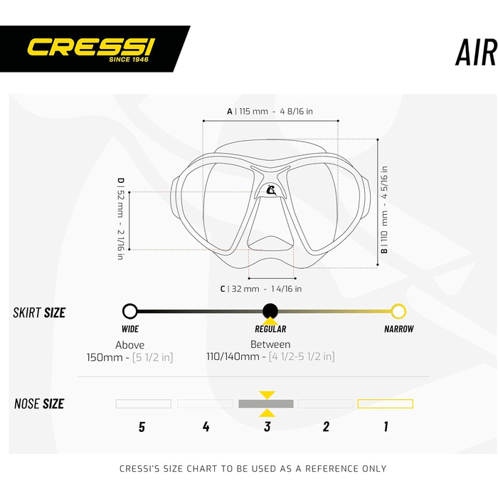 Дайвінгова маска Cressi Air Crystal, синя, Нері