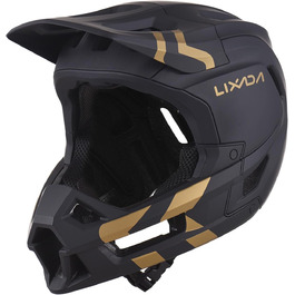 Велошолом Lixada MTB Full Face для гірського велосипеда, вентиляція, легкий, розмір L (59-62 см), чорний із золотом