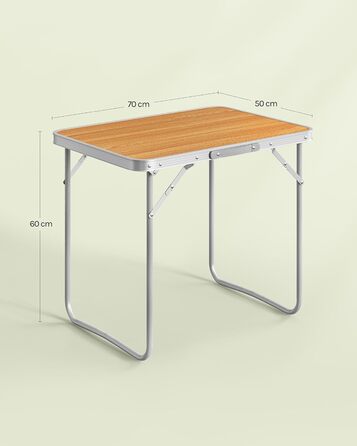 Складаний туристичний стіл Woltu для пікніка, пляжу та відпочинку на природі, 70x50x60 см (Alu & MDF)