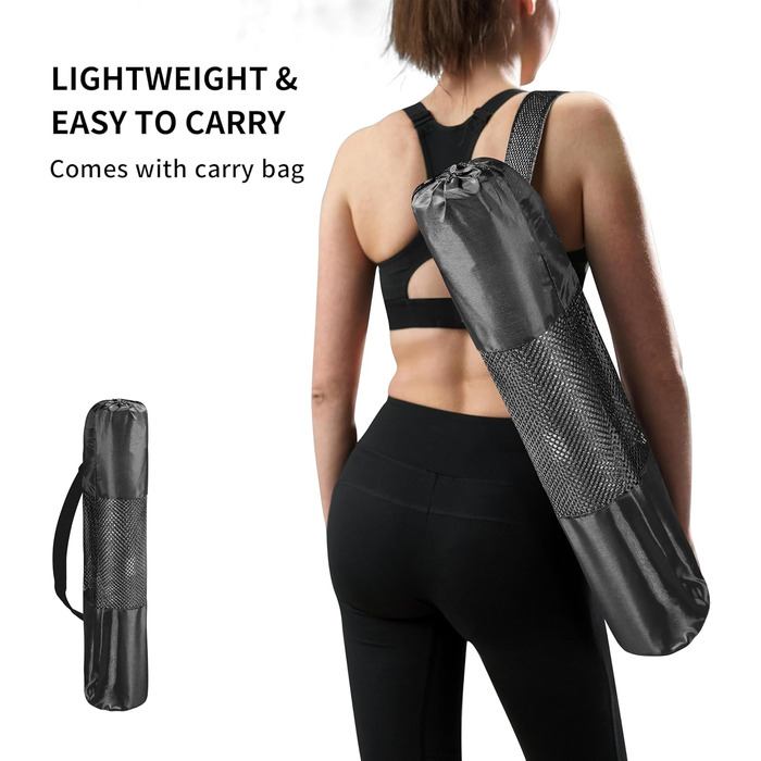 Йога мат PROIRON: неслизька фітнес-мат з розміткою для йоги, фітнесу та спорту (чорний)