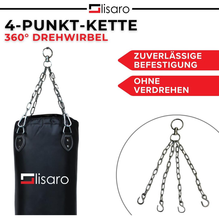 Боксерський мішок Lisaro Profi Boxsack 120x35 см для боксу, кікбоксингу та MMA, штучна шкіра (вініл), чорний, без наповнення
