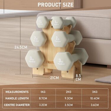 Набір гантелей Kurzhanel-Set 30 кг з підставкою для дому та фітнес-залу | Küstenbrise (12 кг, Sand Stone)