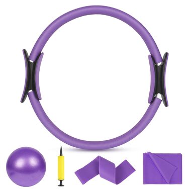 Набір для пілатесу Magic Circle (38 см) з подвійними ручками, 4 шт. для йоги, фітнесу, реабілітації та підтяжки тіла (фіолетовий)