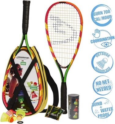 Набір для кросмінтону Speedminton S600: 2 ракетки, 3 волани, світлові аксесуари, сумка, 3 м'ячі для вулиці