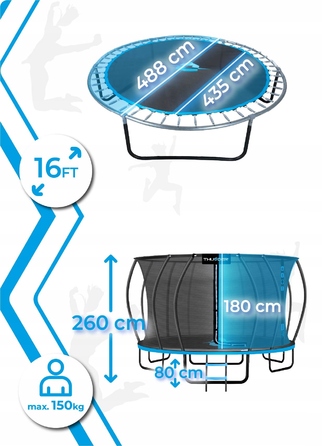 Батут із сіткою Thunder 490 см FT 16 (487-500 см)