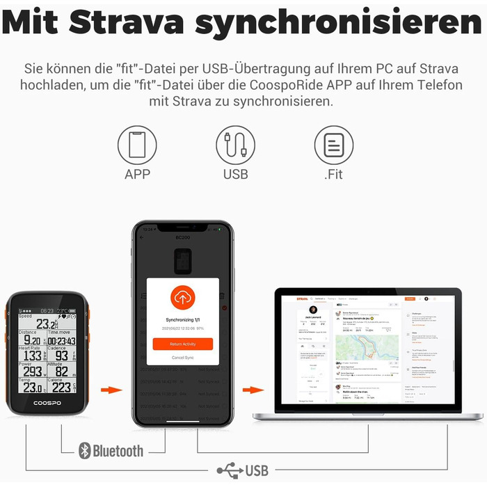 Велокомп'ютер COOSPO BC200 з GPS, Bluetooth 5.0, ANT+, бездротовий, з LCD-екраном 2.4'', автоматичним підсвічуванням, водонепроникний IP67, велоспідометр і одометр для велосипеда
