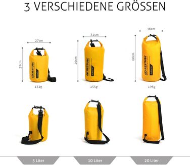 Restube Водонепроникний Drybag - Преміум якість | 20L, жовтий | Для подорожей, активного відпочинку