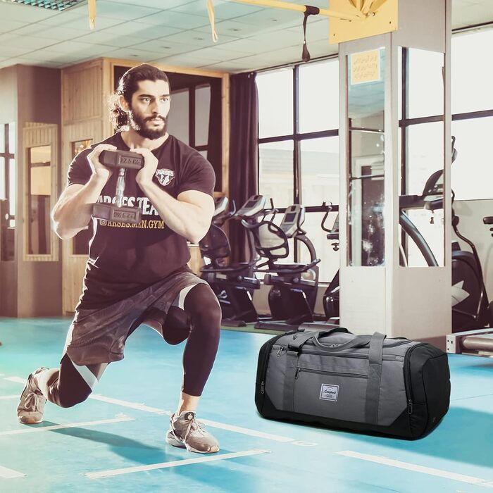 Сумка для подорожей Laripwit 40L для чоловіків і жінок, середня спортивна сумка з відділенням для взуття та вологих речей, рюкзак-дафл, армійсько-зелена (сіра)