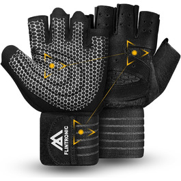 Фінтронік Фітнес Рукавички: Дихаючі рукавички з підтримкою зап'ястя, неслизькі силіконові рукавички для тренувань, важкої атлетики, фітнесу та підтягувань