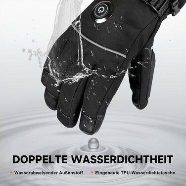 Гріючі рукавички з акумулятором 6000mAh USB, для жінок та чоловіків, 3 режими нагріву, водонепроникні, з підтримкою сенсорного екрану, чорний колір, EU