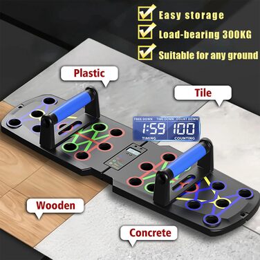 Дошка для віджимань з таймером, тренажер для пресу, фітнес-обладнання для дому, чорний