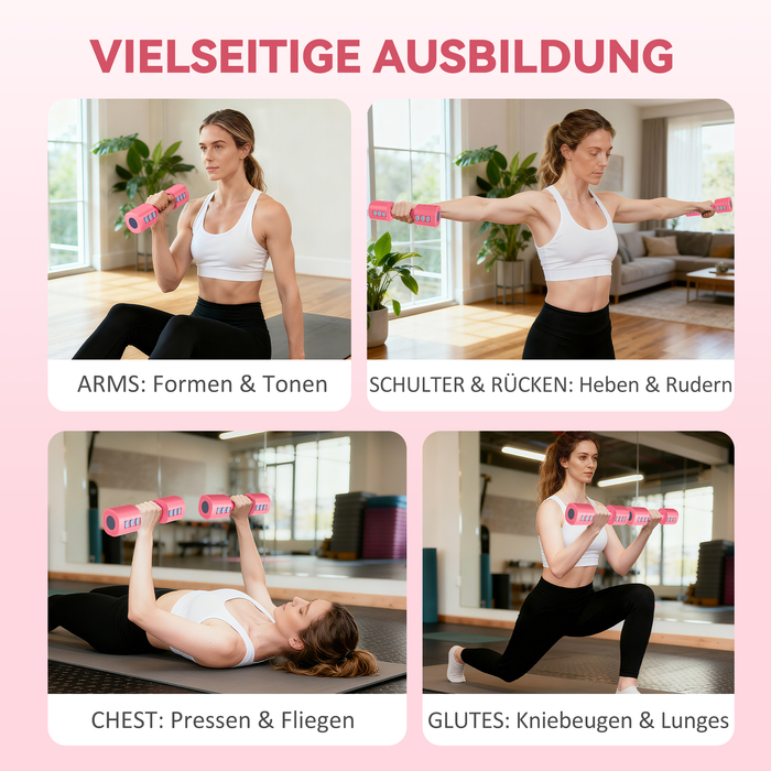 Набір гантелей з регульованою вагою, квадратна форма, універсальний, металевий сердечник, червоний