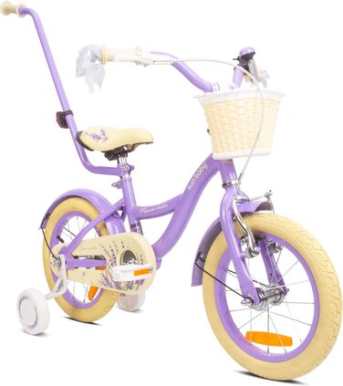Дитяче велосипед Sun Baby Flower Bike для дівчаток, 14 дюймів, знімний ручка-штовхач, 2-6 років, колір лаванда
