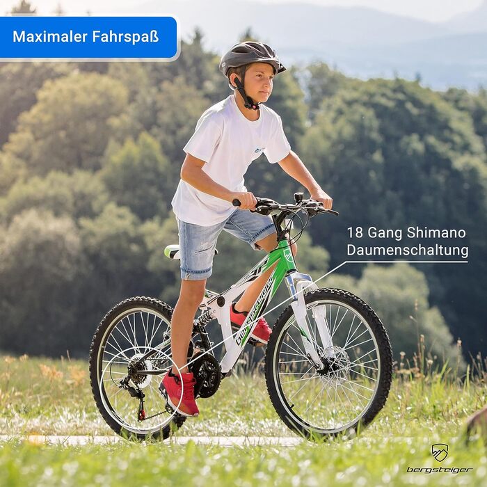 Дитячий велосипед Bergsteiger Montreal 20/24 дюймів, 18 швидкостей Shimano, гірський велосипед з повною амортизацією для хлопчиків і дівчат, від 6 до 13 років
