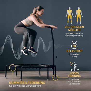 Трамплін для фітнесу SportPlus з тихою гумовою пружинною системою, до 130 кг, антрацитовий колір, не складається