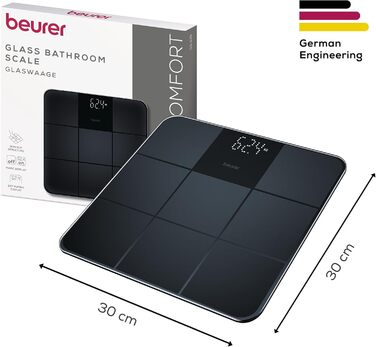 Електронні ваги Beurer GS 235 з Magic-дисплеєм, чорні. Антиковзне покриття, автовимкнення