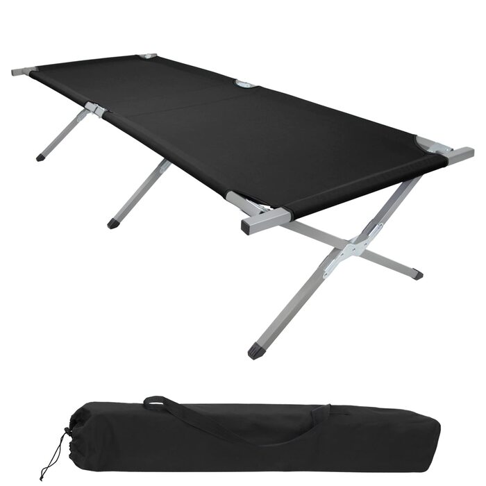 Ліжко складане кемпінгове BB Sport XXL 210x72x45 см, до 200 кг, сталеві труби, 600D Oxford, чорне