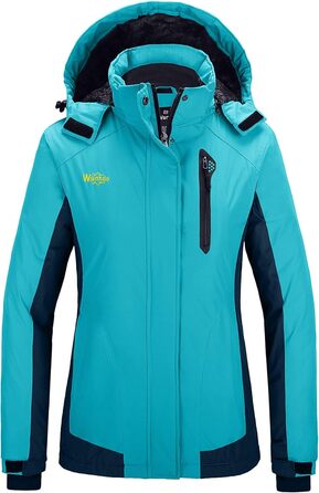 Жіноча зимова куртка Wantdo для катання на лижах, сноуборді, туризму. Тепла флісова куртка з капюшоном, вітрозахисна, з підкладкою, колір: блакитний