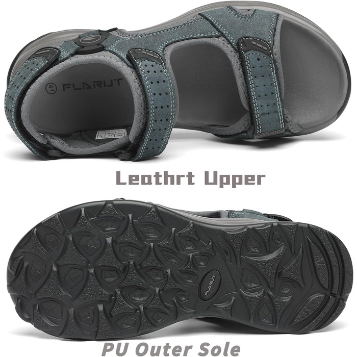 Чоловічі сандалі FLARUT для трекінгу та активного відпочинку, шкіра, сірі, 39 EU