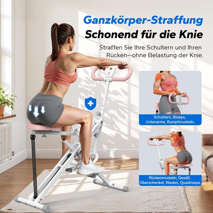 MERACH 2-в-1 тренажер для присідань та тяги, складаний, для тренування сідниць, ніг та корпусу, 10 хв збірки, максимальне навантаження 160 кг (білий, R07)