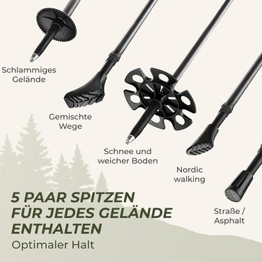 Телескопічні палиці для скандинавської ходьби та трекінгу Nordic Walking, ультралегкі, з натуральними корковими ручками, алюміній