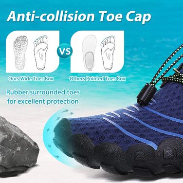 Шкарпетки для плавання та водних видів спорту: чоловічі та жіночі шкарпетки для пляжу, басейну та моря. Швидка сушка, дренажні отвори, унісекс, розміри 36-46 EU, колір блакитний