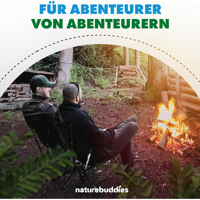 Крісло для кемпінгу Nature Buddies® Faltbar: Легке, компактне, розкладне, до 150 кг | Стільці для риболовлі, відпочинку на природі, фестивалів, туризму | Чорний