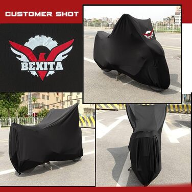 Покривало для мотоцикла та скутера в гараж (XXL, чорний) — дихаюча еластична тканина для захисту від пилу, 200-221 см