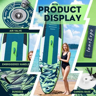 Надувні SUP-дошки InnoExpo 11' з преміум аксесуарами: стабільний дизайн, антиковзне покриття для підлітків та дорослих (з сидінням для каяка)