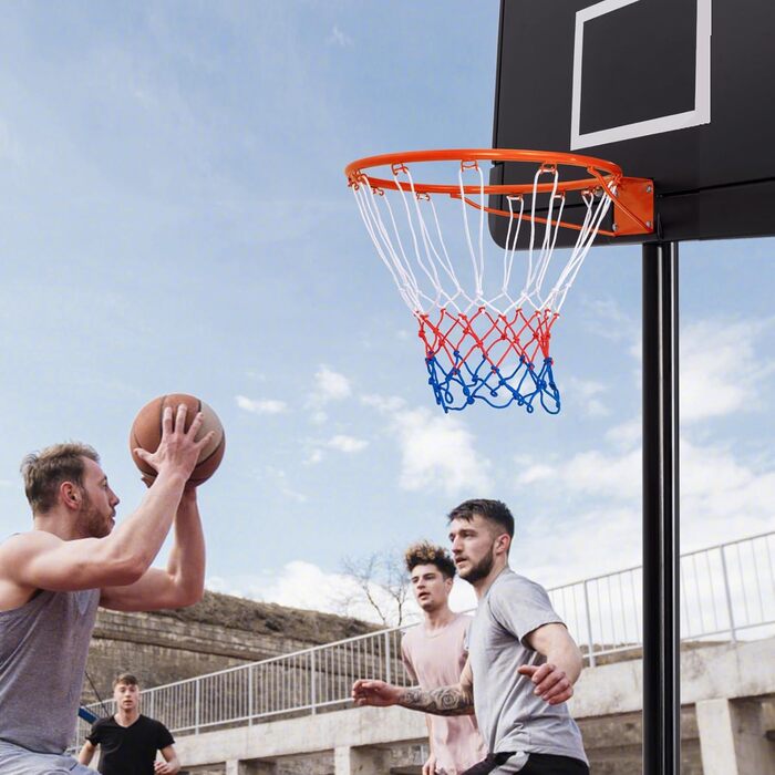 Баскетбольне кільце Gymax Ø 45/37 см з сіткою та кріпленням для вулиці та залу