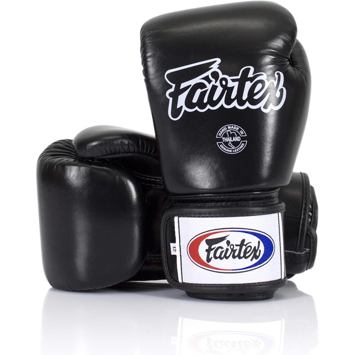 Боксерські рукавички Fairtex з натуральної шкіри, чорні, 16 унцій, щільна посадка